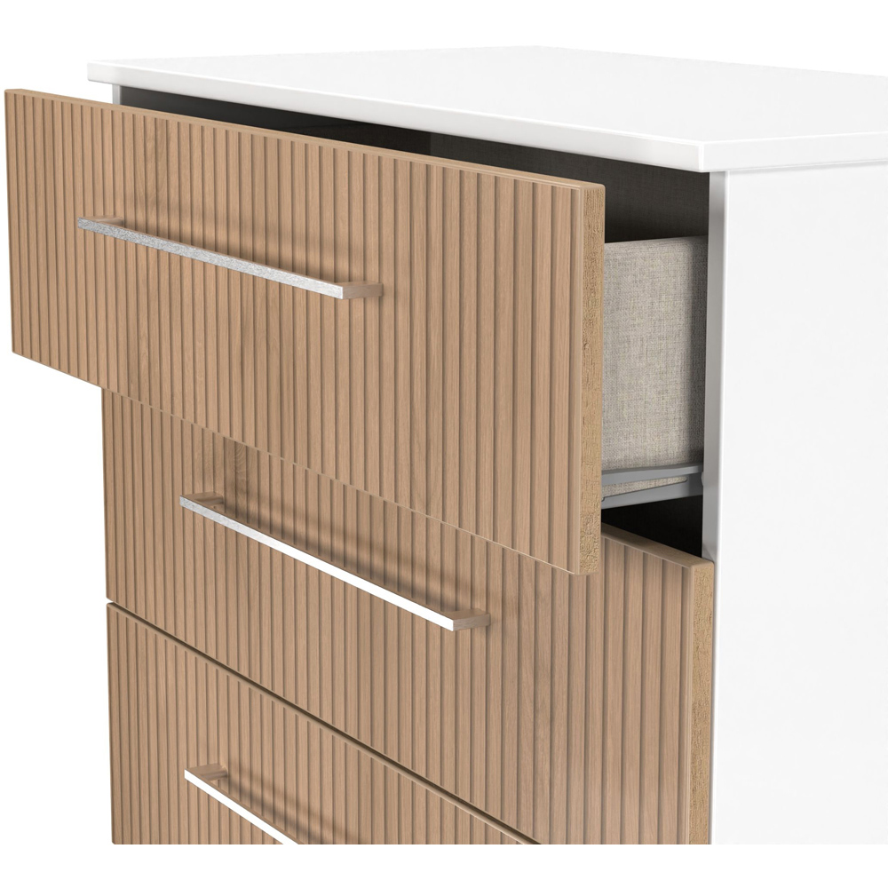 Crowndale Worcester 5 Drawer Slatt Effect and White Chest of Drawers Ready Assembled Image 5