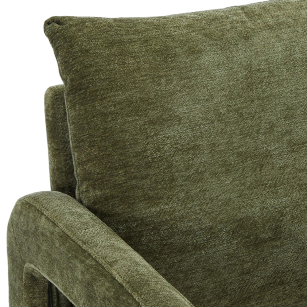 Living and Home Green Chenille Upholstered Accent Chair with Lumbar Pillow Image 3