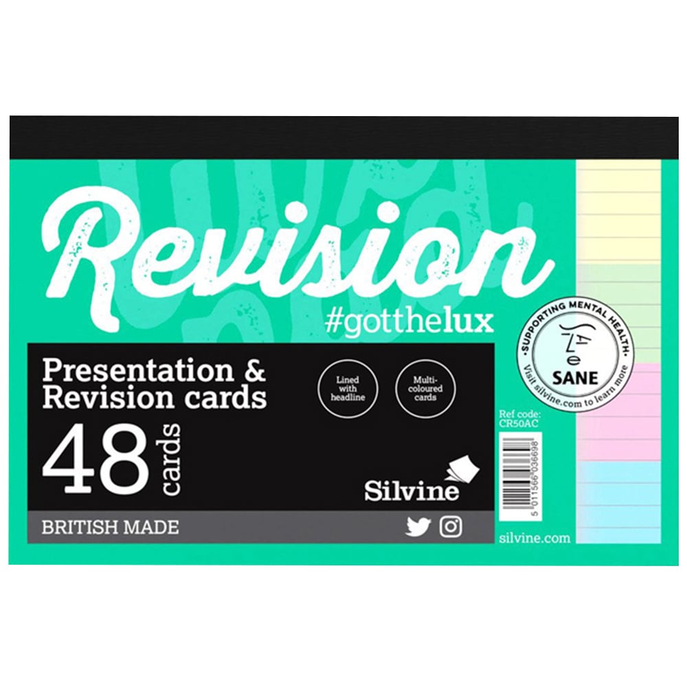 Silvine Multicoloured Revision Cards Notepad Image 1