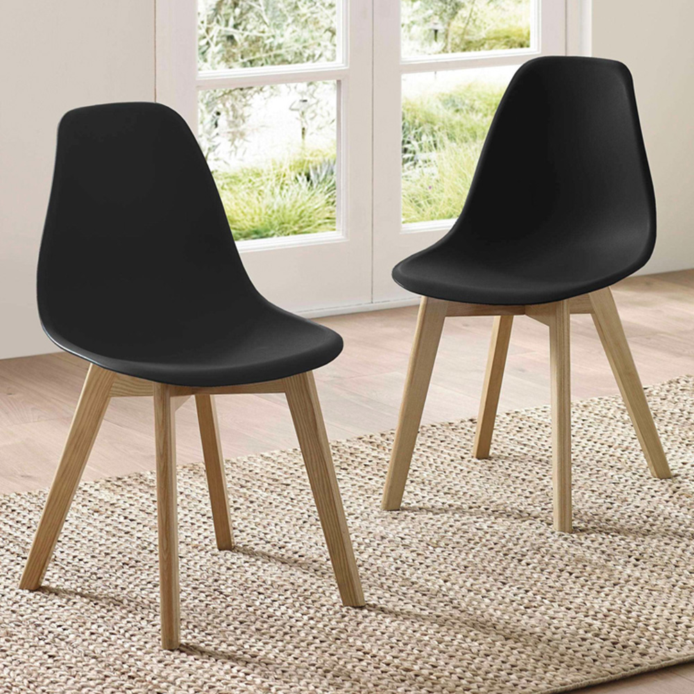 Julian Bowen Agatha Set of 2 Black Plastic Dining Chair Image 1