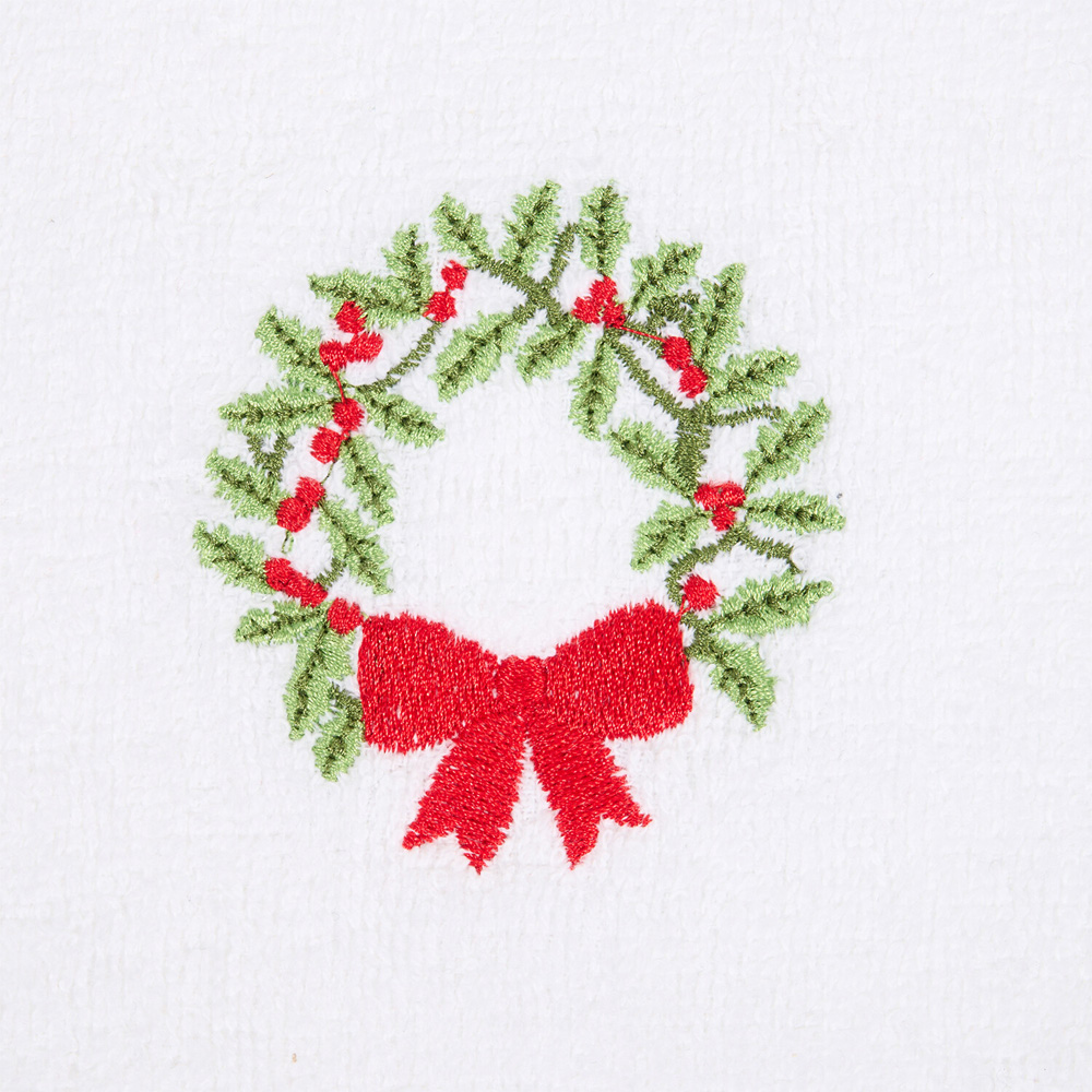 Pack of 2 Embroidered Wreath Tea Towels White Image 4