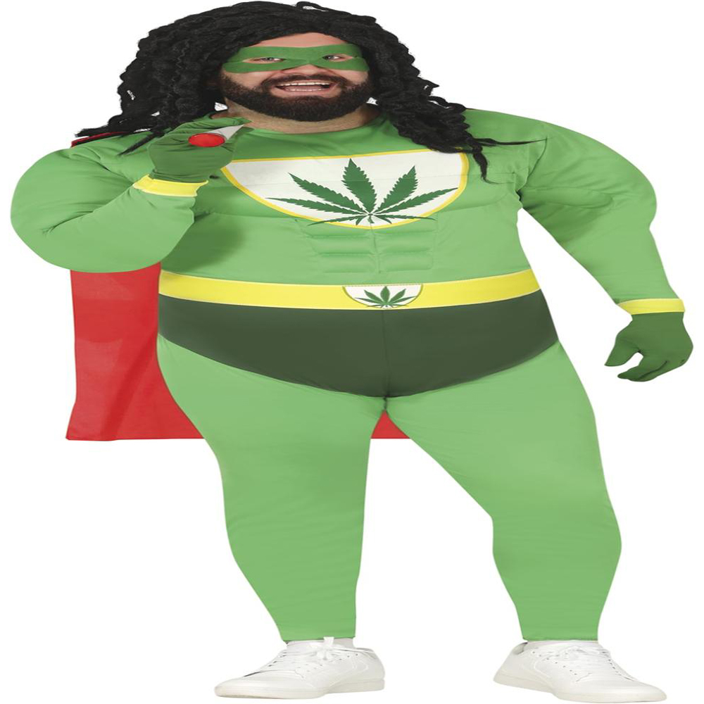 Fiestas Guirca Adult Marijuana Superhero Green and Red Costume Extra Large Image 4