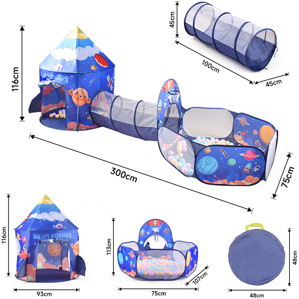 Tommy Toys 3 in 1 Space Play Tent and Tunnel Set with Ball Pit Image 6