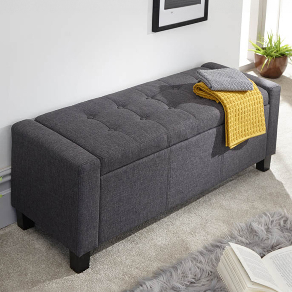 GFW Verona Charcoal Grey Ottoman Storage Bench Image 1