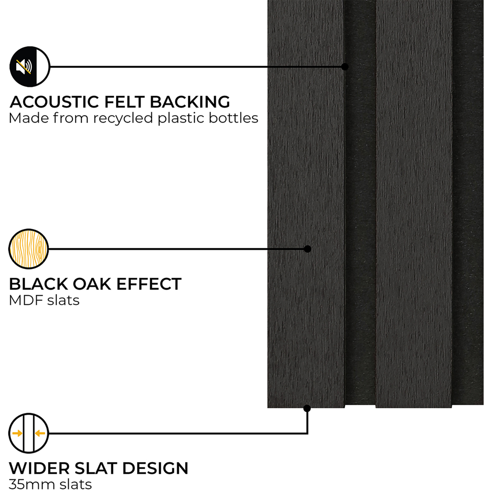 Fuse Acoustic Black Oak Wooden Wall Panel 2.4 x 0.6m Image 6