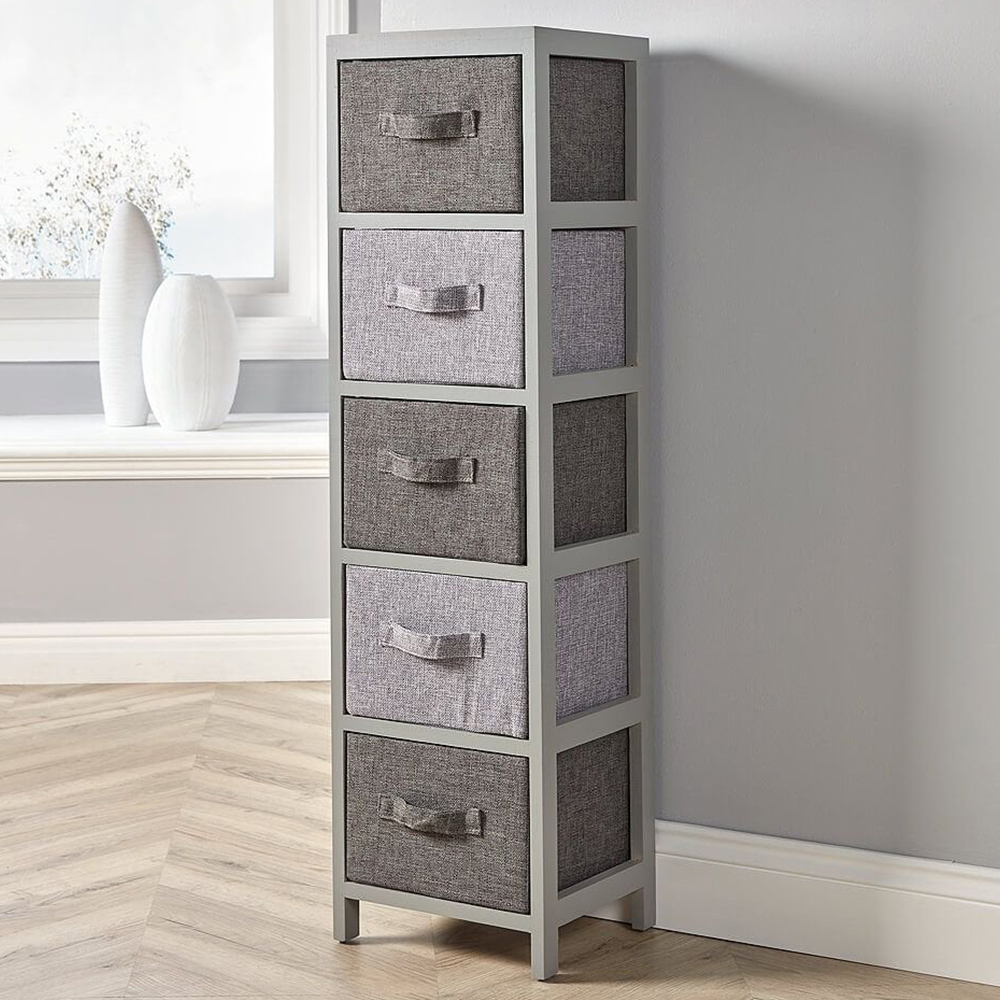 Home Source Metro 5 Drawer Grey Chest of Drawers Image 1