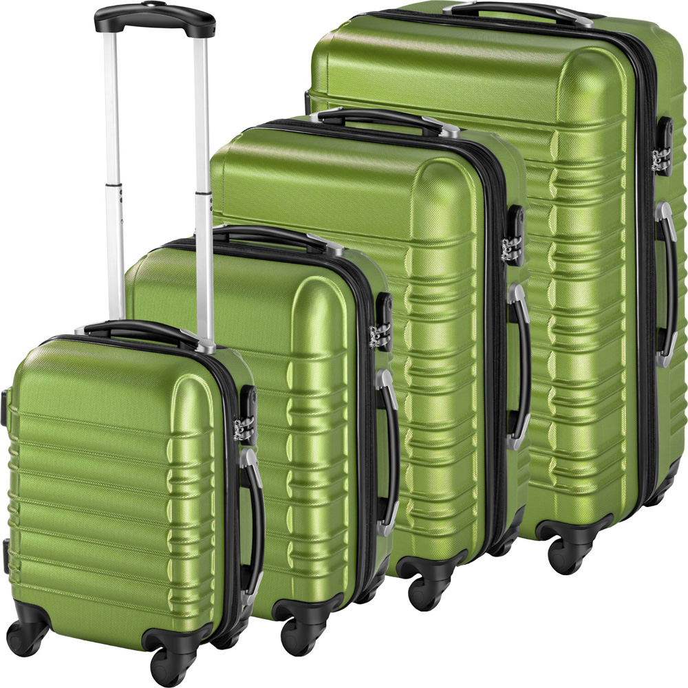 Tectake Set of 4 Green Hard Shell Travel Suitcase Set Image 1