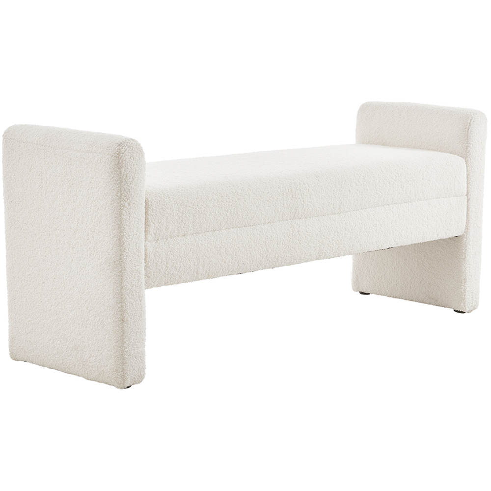 Living and Home White Rectangle Teddy Upholstered H-Shaped Bench Image 2