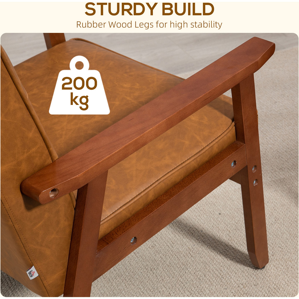 HOMCOM Brown PU Leather Accent Armchair Image 7