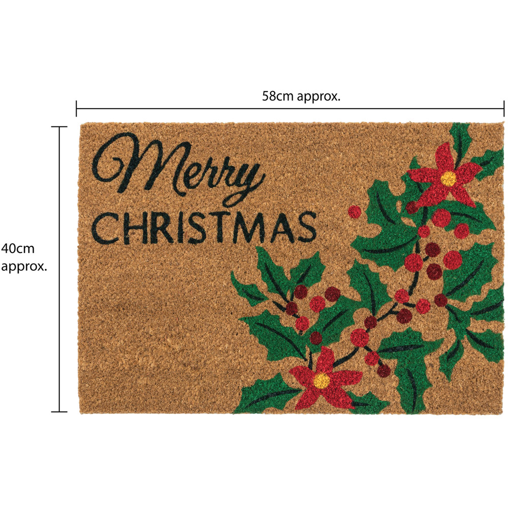 JVL Christmas Holly Coir Non Slip Entrance Doormat 40 x 58cm Image 8