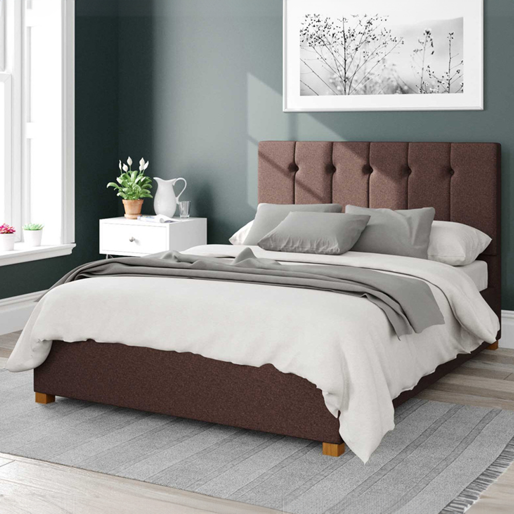 Aspire Hepburn Small Double Chocolate Yorkshire Knit Ottoman Bed Image 1