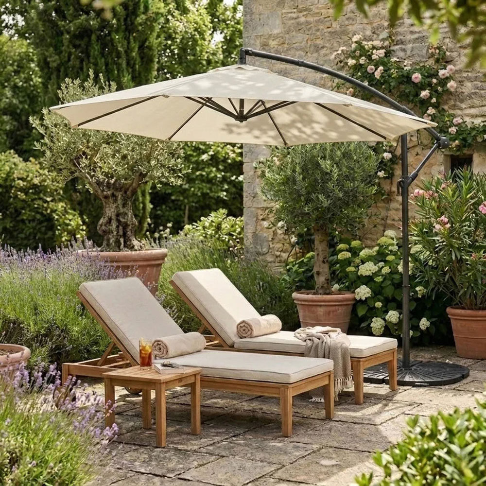 MonsterShop Cream Cantilever Parasol with Full Fan Base 3m Image 2