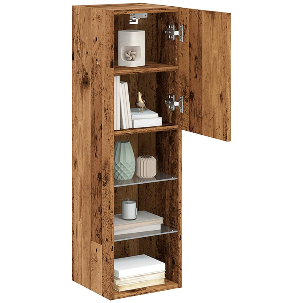 vidaXL Single Door 3 Shelf Old Wood Wall Mounted LED TV Cabinet Image 5