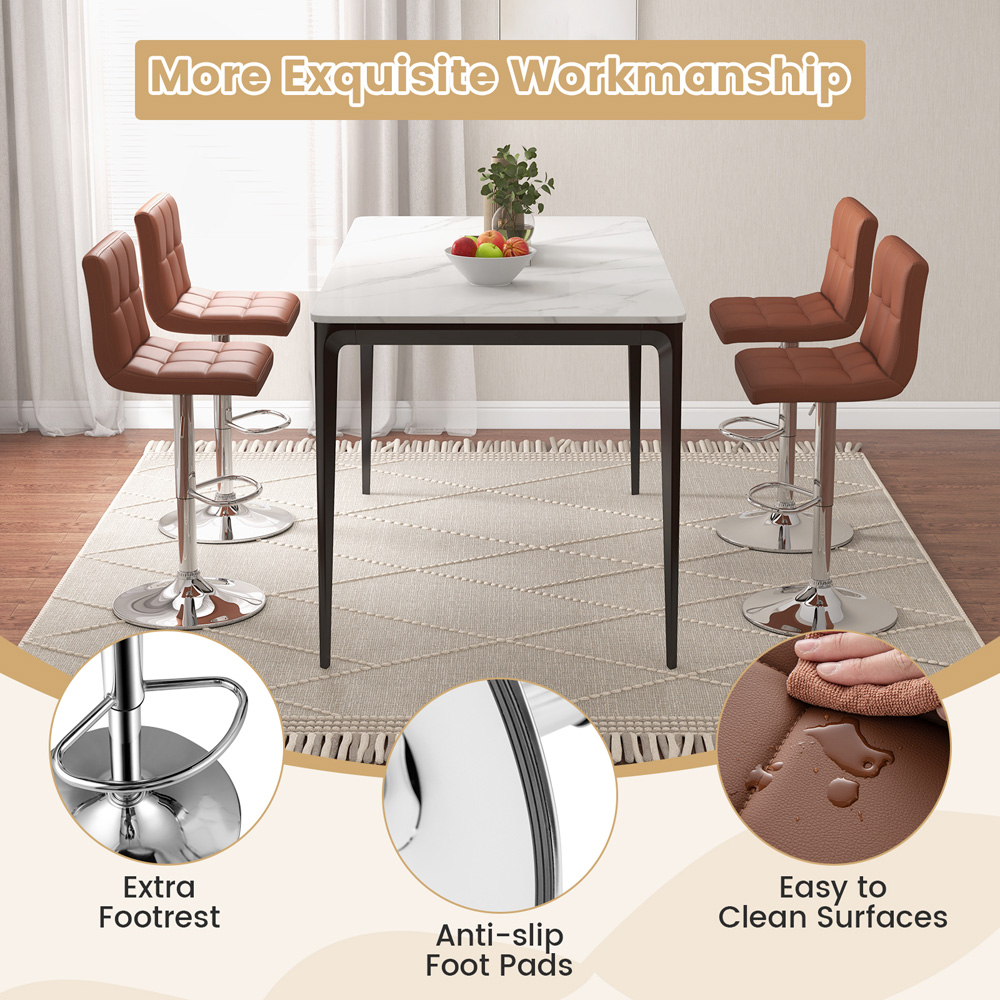 Costway Coffee PU Leather Bar Stool Set of 2 Image 5