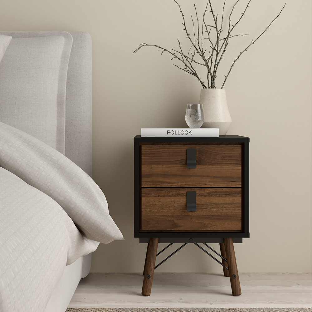 Florence Matt Black Walnut 3 Piece Bedroom Furniture Set Image 4