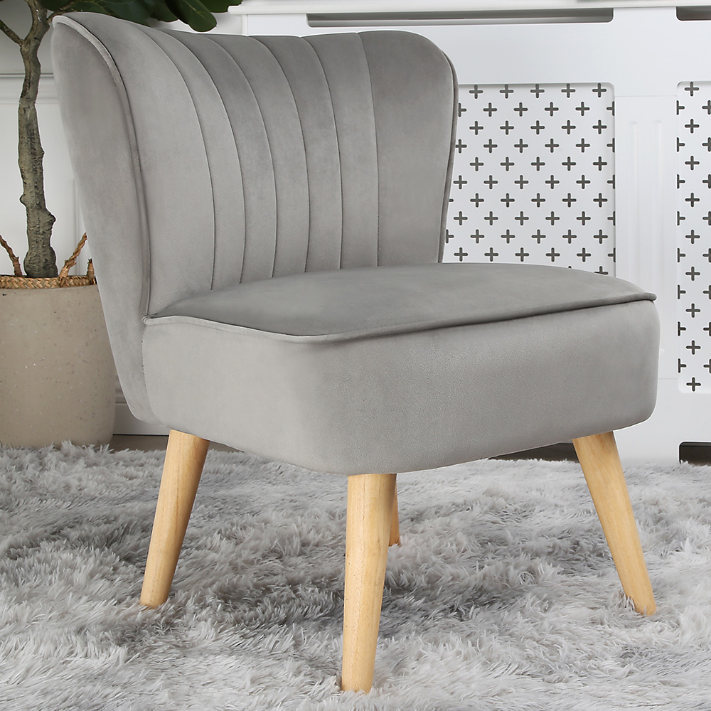 Shaun Grey Velvet Accent Chair Image 1
