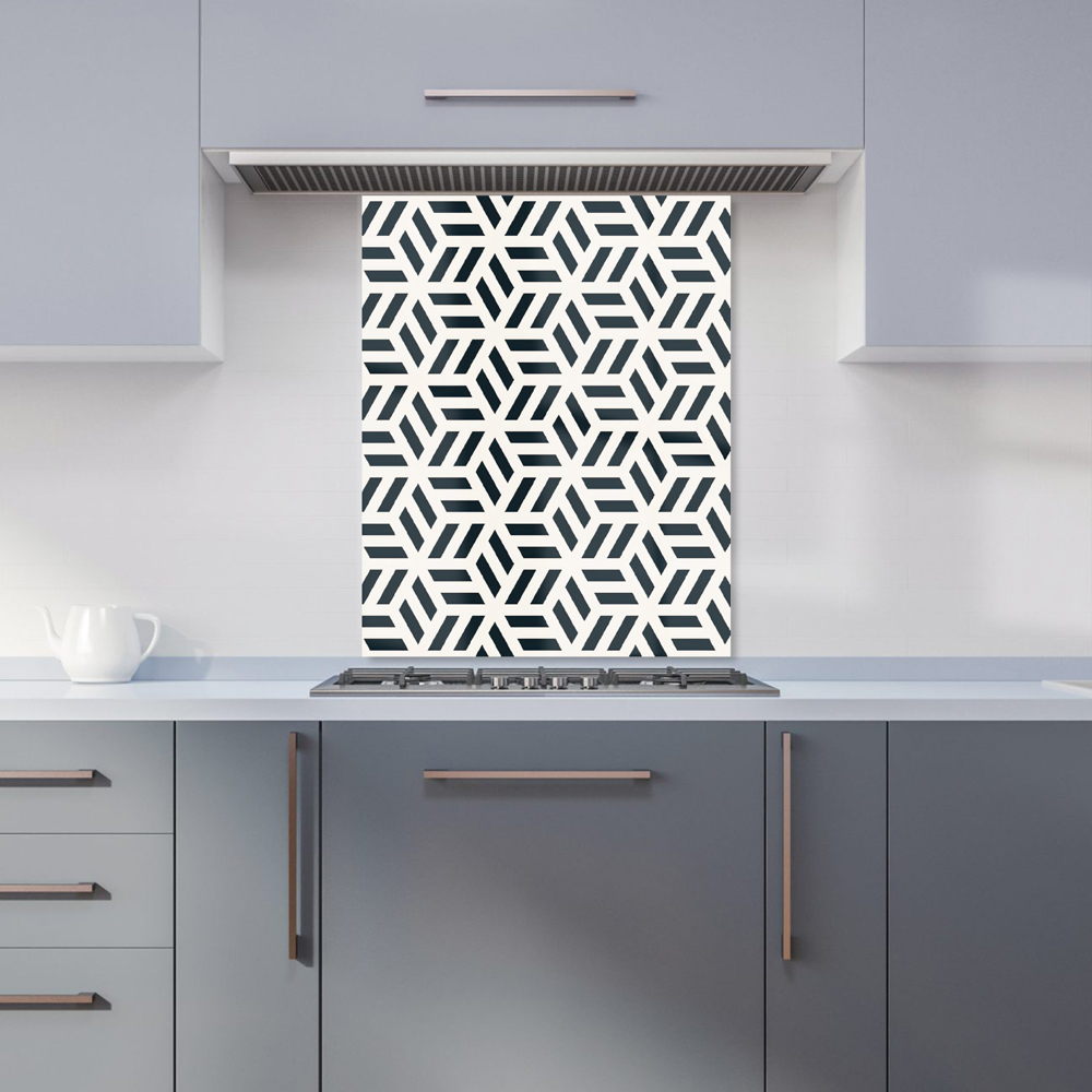 Warren Reed Designer Geometric Monochrome Hexagonal Glass Kitchen Splashback 75 x 60cm Image 1