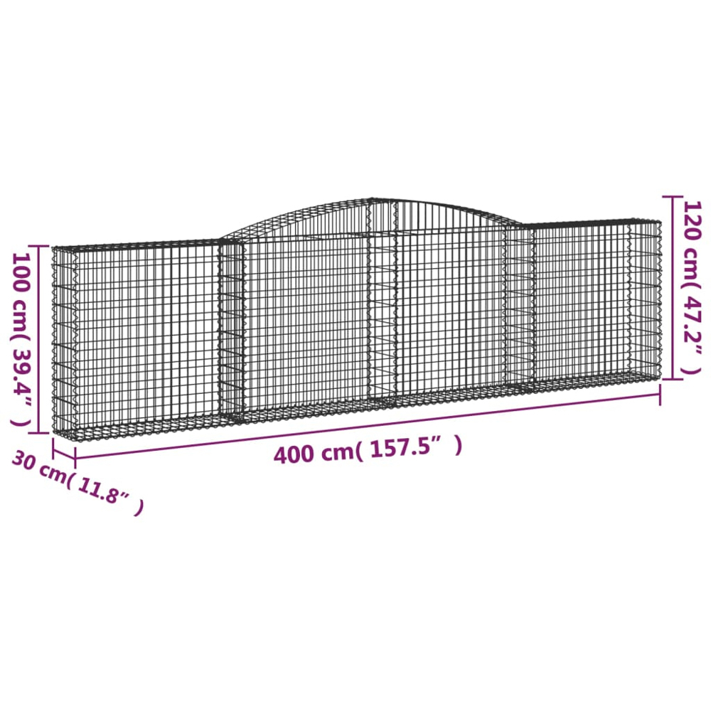 vidaXL Silver Galvanised Iron Gabion Basket 400 x 30 x 100/120cm 5 Pack Image 5