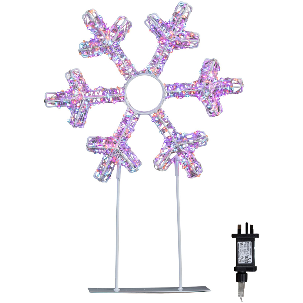 Samuel Alexander 720 Twinkling Rainbow LED Light-Up White Christmas Snowflake on Metal Stand 45cm Image 9