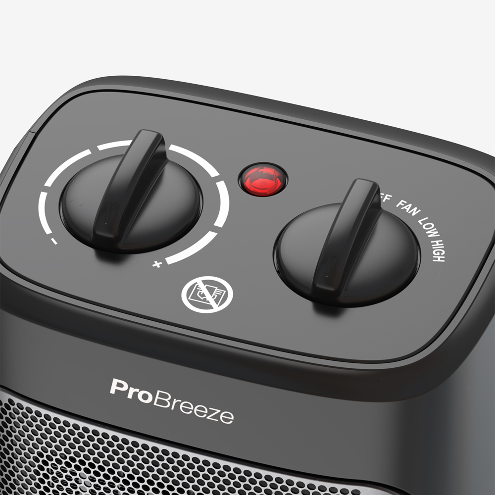 Pro Breeze Black Mini Ceramic Fan Heater 2000W Image 5