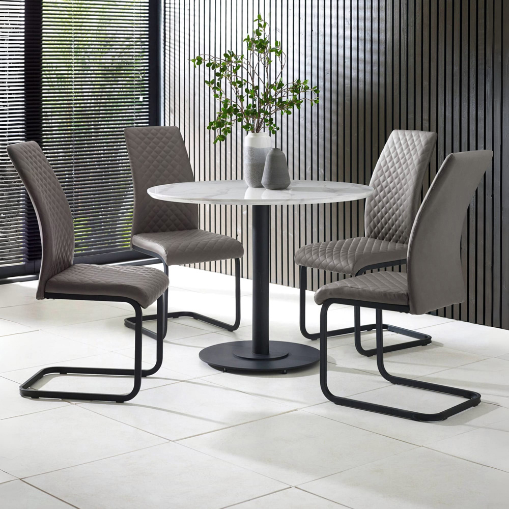 Julian Bowen Luca 4 Seater Marble-Effect Round Dining Table White Image 6