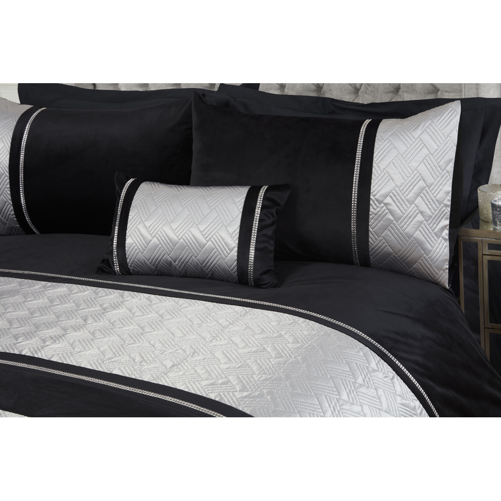 Rapport Home Capri Black and Silver Filled Boudoir Cushion Image 2