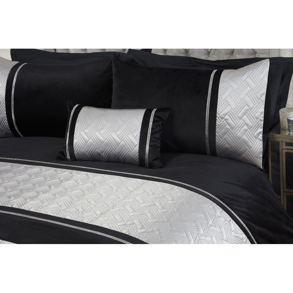 Rapport Home Capri Super King Black and Silver Velvet Duvet Set Image 2