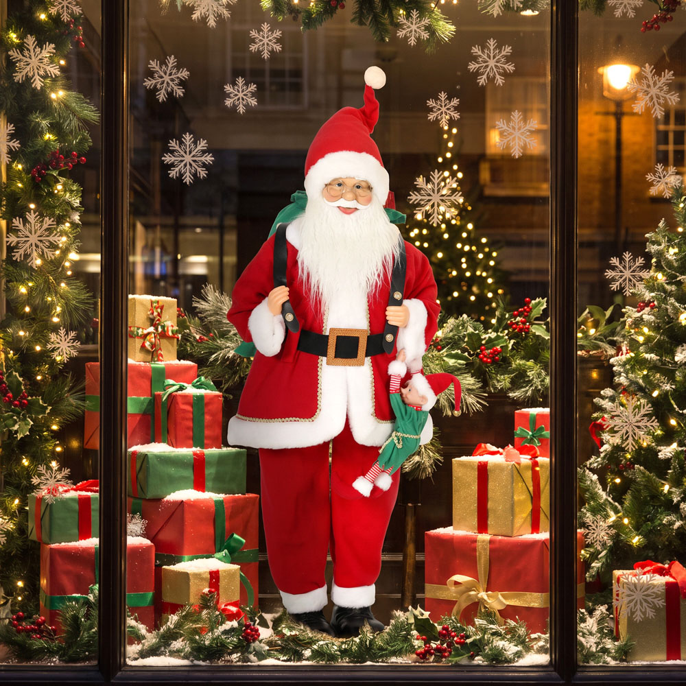 HOMCOM Singing and Dancing Santa Claus with Sack Hanging Elf Christmas Decoration 4ft Image 4