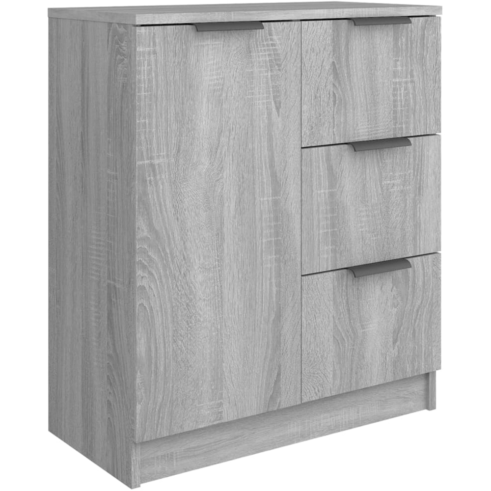 vidaXL Single Door 3 Drawer Grey Sonoma Wooden Sideboard Image 2