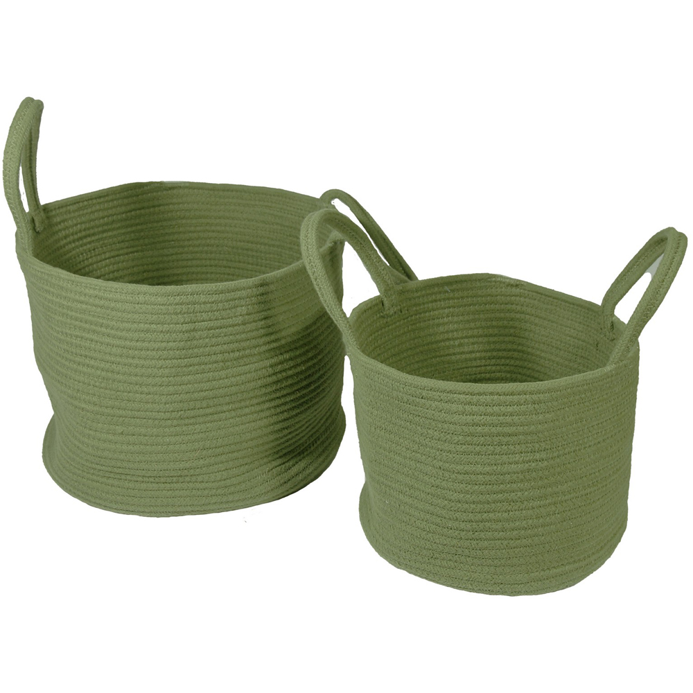Beckton Olive Green Cotton Storage Basket Set of 2 Image 1