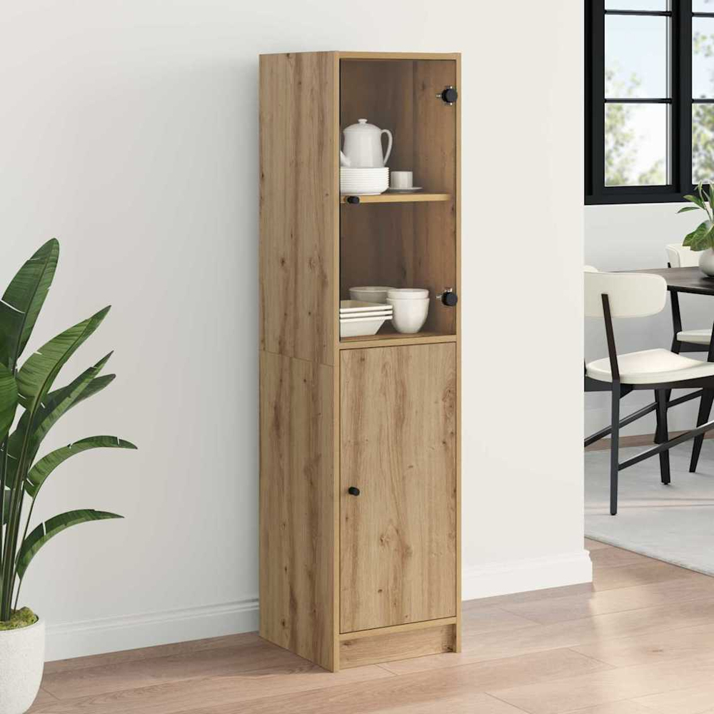 vidaXL 2 Door Artisan Oak Tall Slim Highboard Image 9