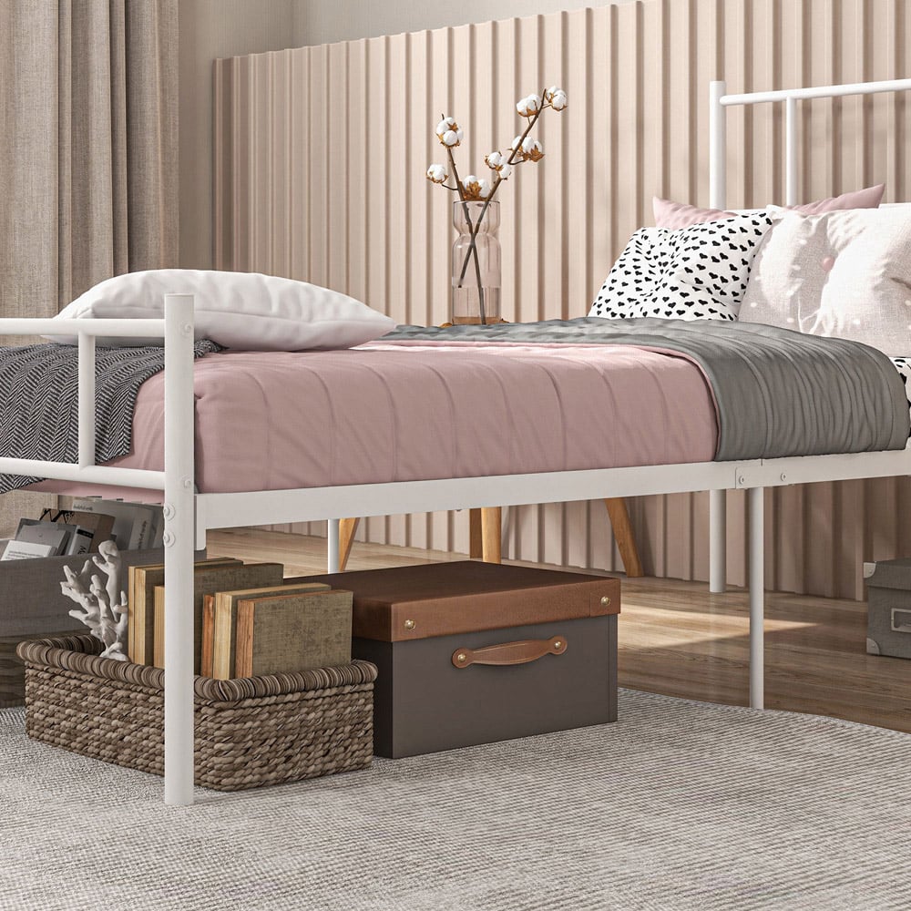 Portland Single White Metal Bed Frame Image 3