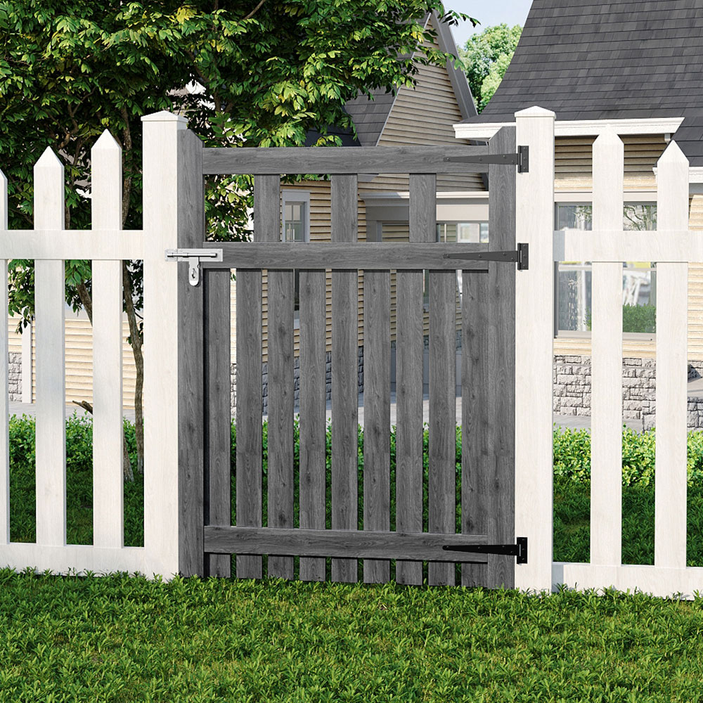 Living and Home Grey Wooden Garden Fence Door 90 x 120cm Image 2