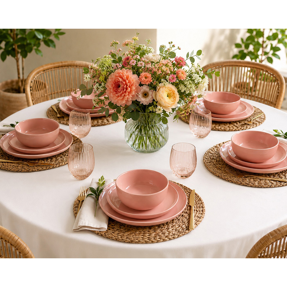 Waterside Pink Lipped 12 Piece Dinner Set Image 5
