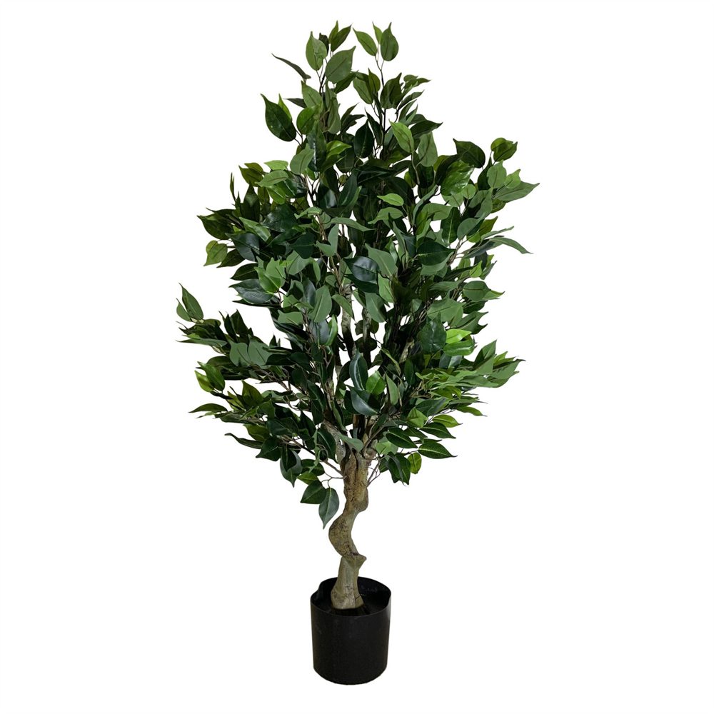 Leaf Realistic Ficus Bush Artificial Plant in Copper Curve Planter 100cm Image 2