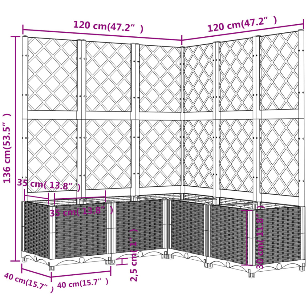 vidaXL White Polypropylene Garden Planter with Trellis 120 x 120 x 136cm Image 7