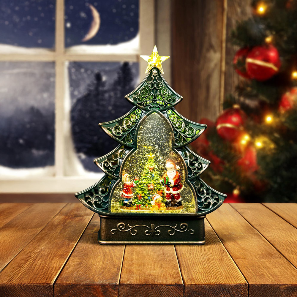 Shatchi Christmas Swirling Glittering Globe Lantern Image 2