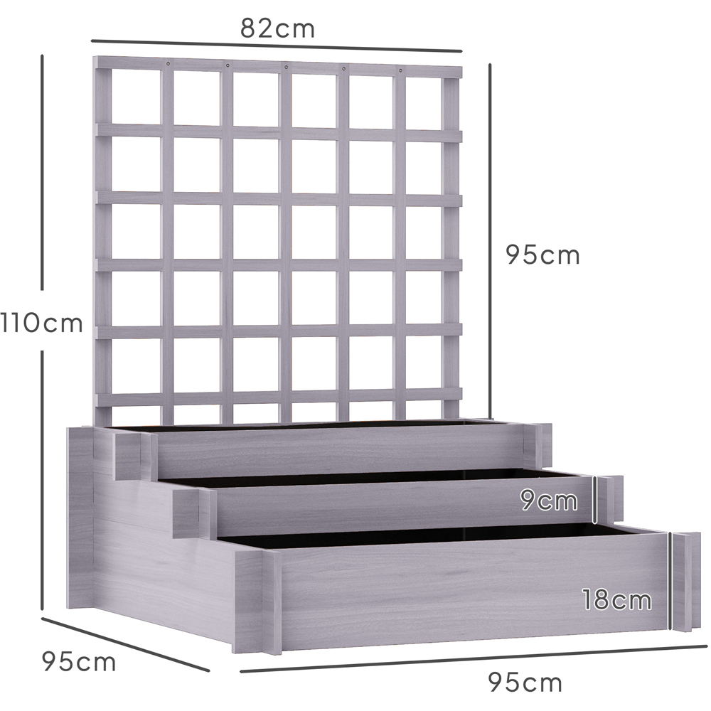 Outsunny 3 Tier Grey Wooden Garden Trellis Planter 110 x 95cm Image 9