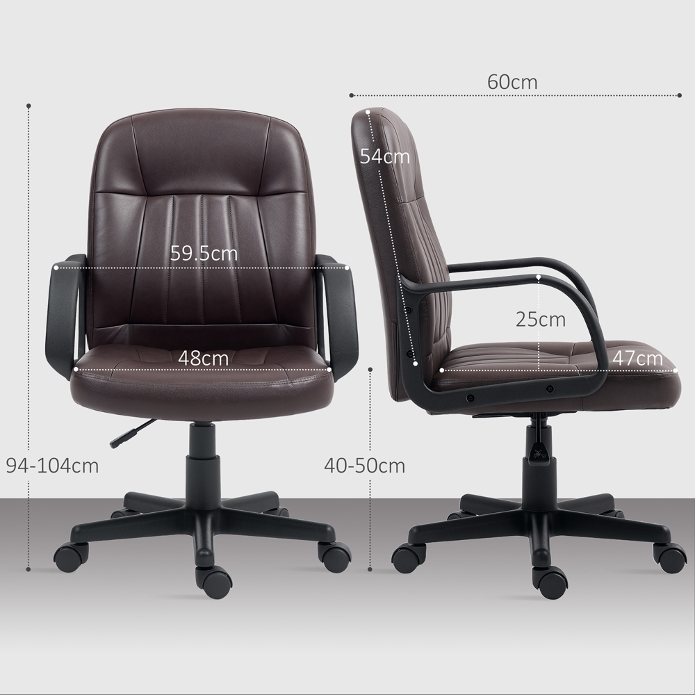 Portland Dark Brown PU Leather Swivel Home Office Chair Image 9