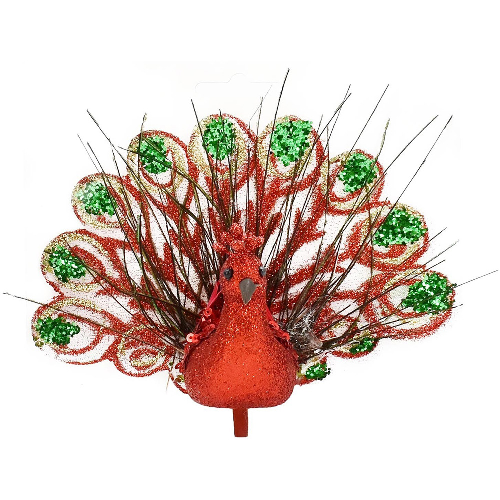 Glittery Peacock Clip Decoration Image 2