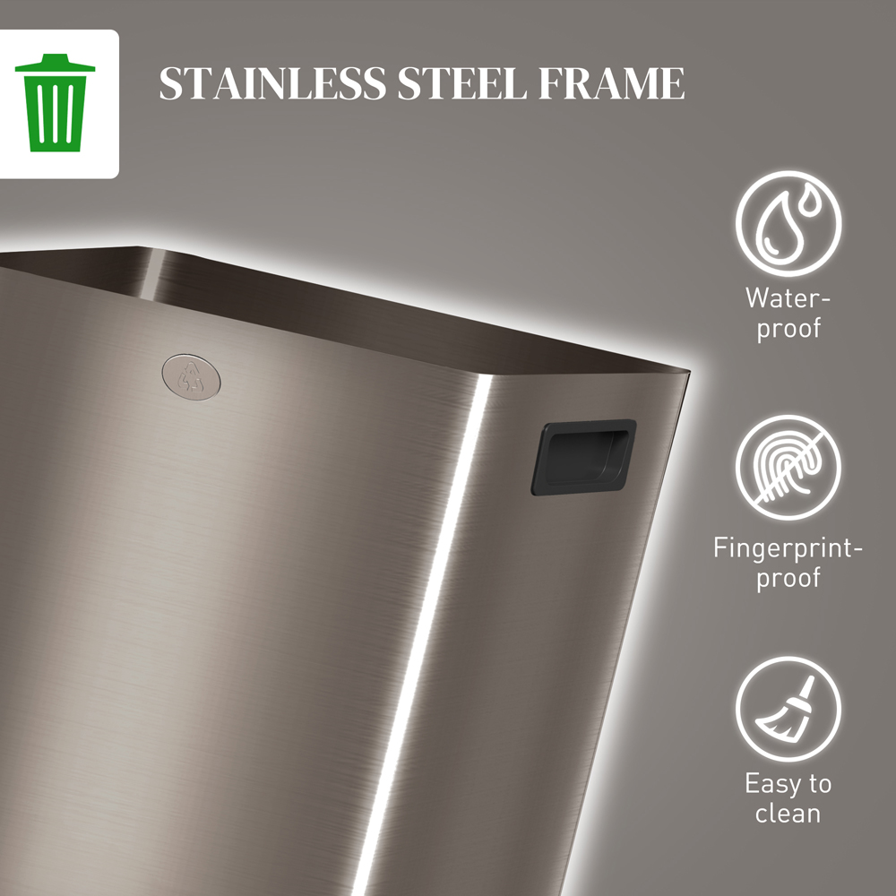 HOMCOM Golden Dual Compartment Pedal Kitchen Bin 40L Image 8