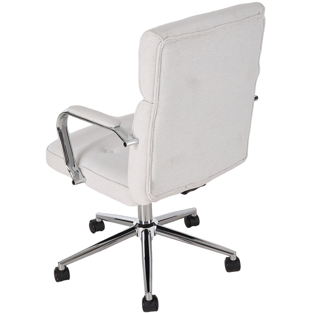 Living and Home White Chenille Swivel and Adjustable Retro Office Chair Image 4