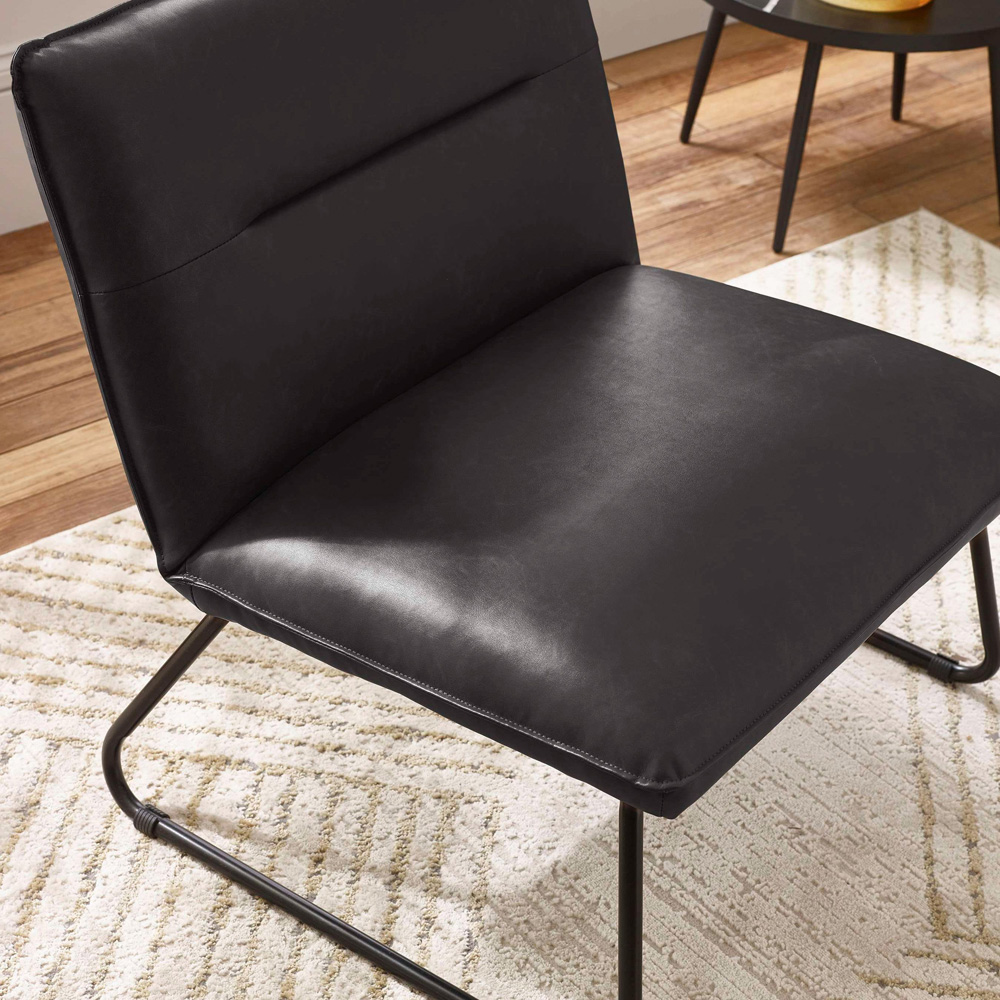 Julian Bowen Saxon Black Faux Leather Lounge Chair Image 5