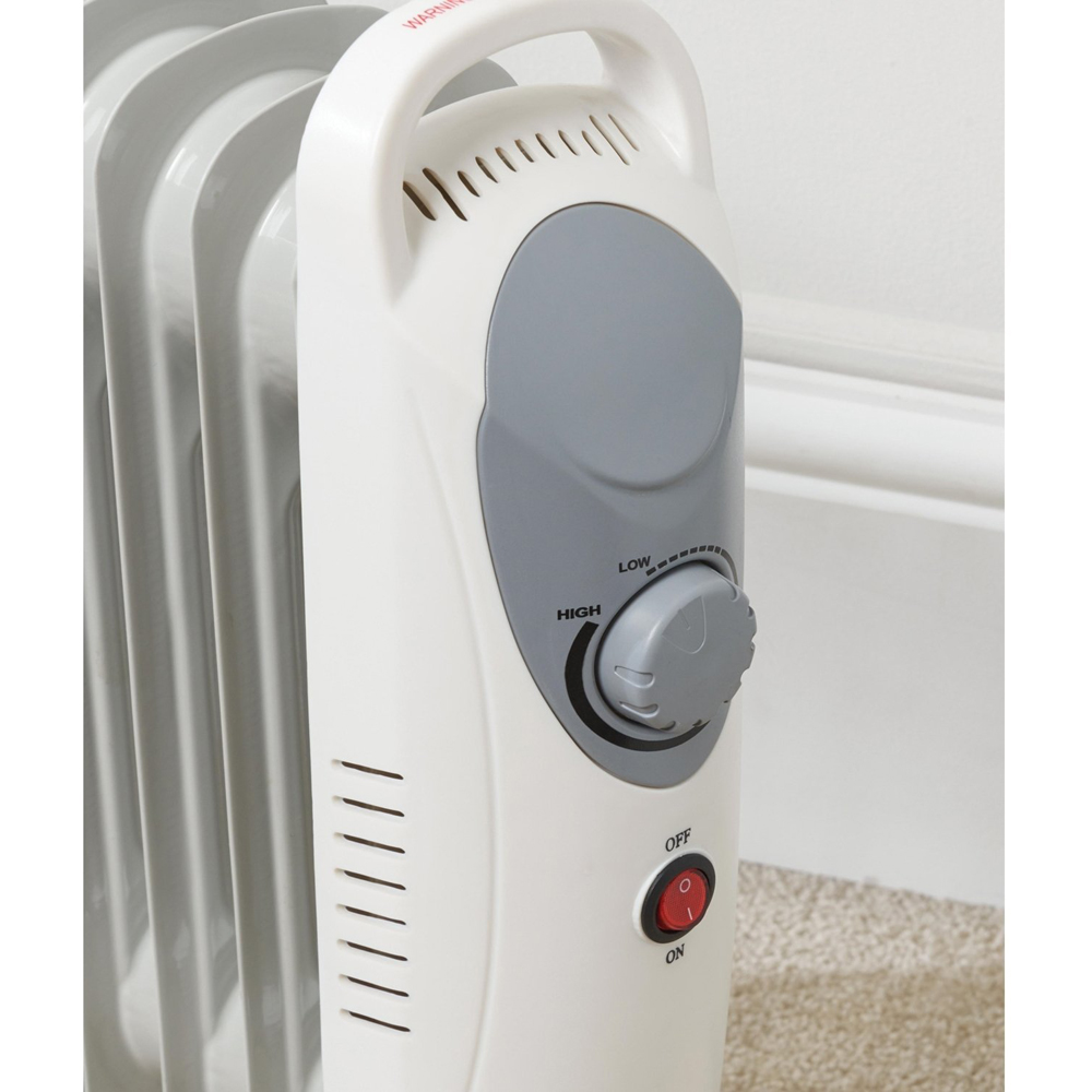 White 6 Fin Mini Oil Filled Radiator Image 5