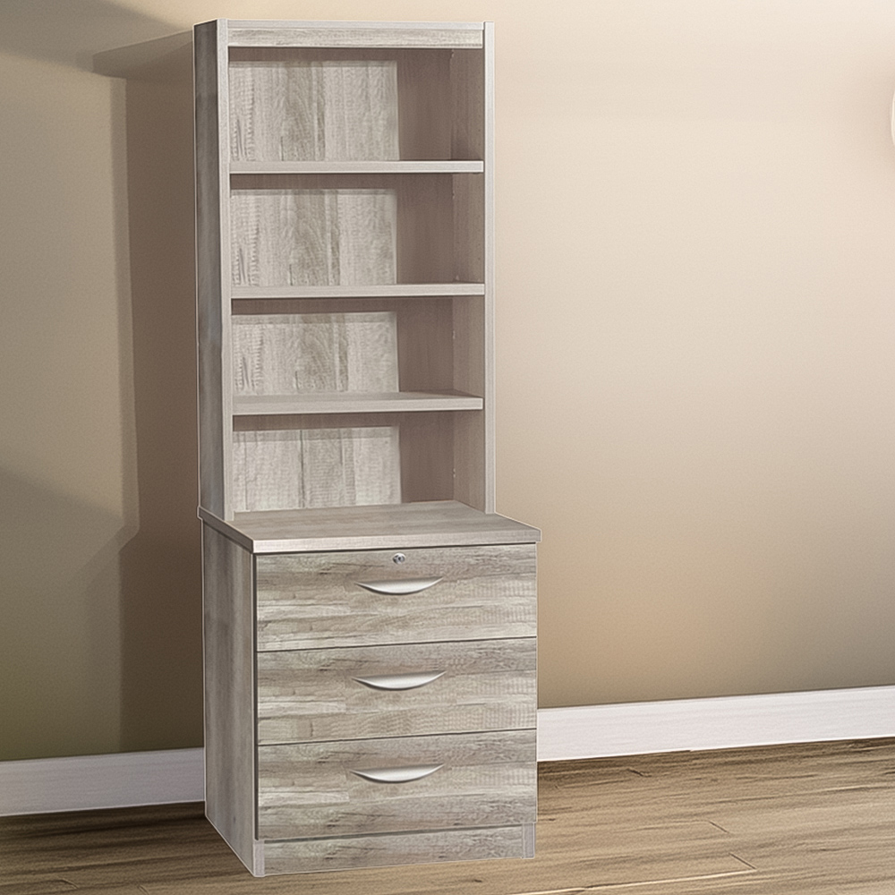 R White Cabinets 3 Drawer 4 Shelf Grey Storage Chest with Hutch Image 1