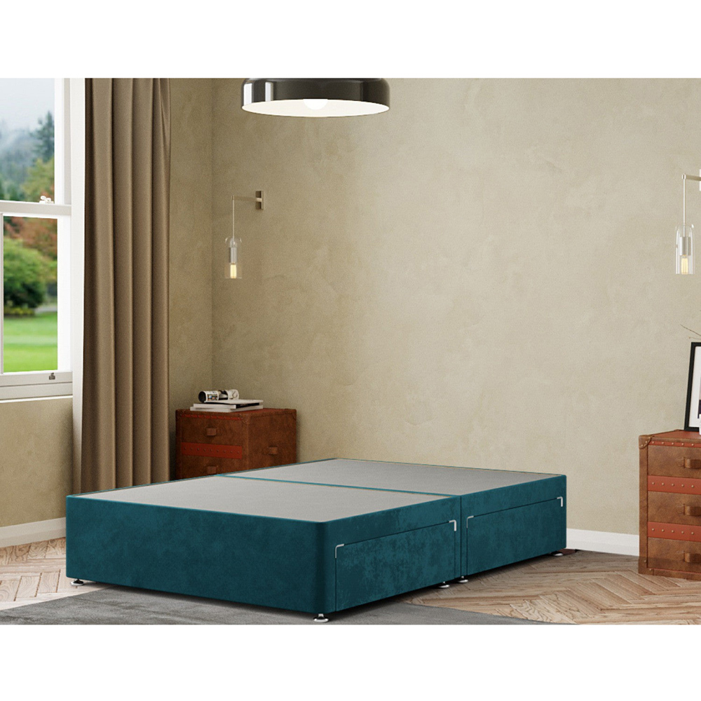 Portland Simple Single Emerald Plush Divan Base with 2 Drawers Image 3