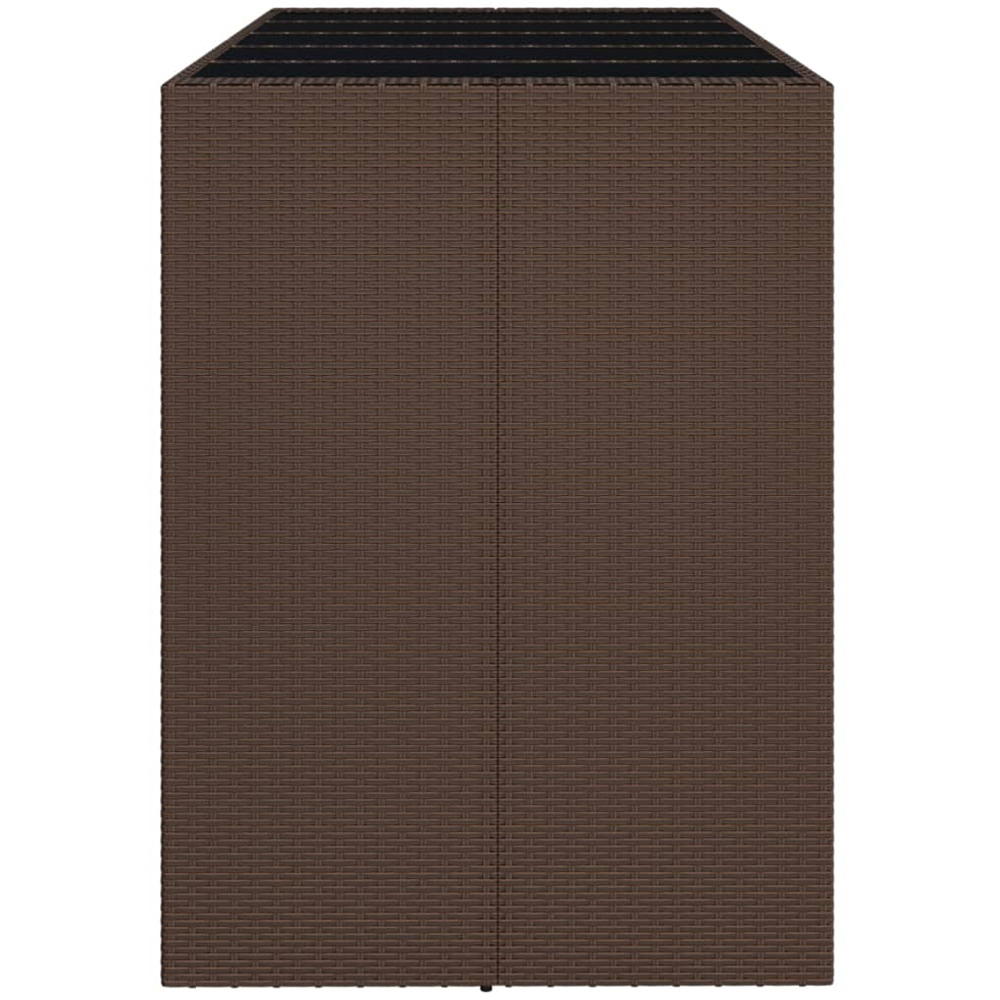 vidaXL Brown and Black Polyrattan Glass Top Bar Table 110 x 80 x 185cm Image 4