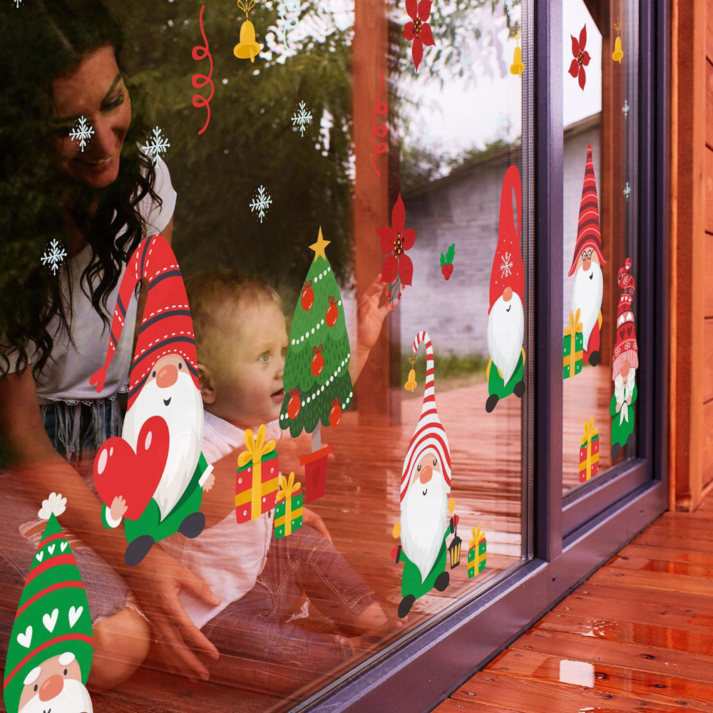 Walplus Christmas Gnomes and Snowflakes Double-Sided Window Stickers 63 Piece Image 3