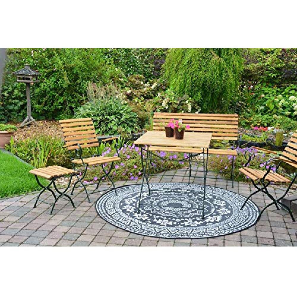 Fallen Fruits Black and White Round Decorative Outdoor Carpet 171.4cm Image 2