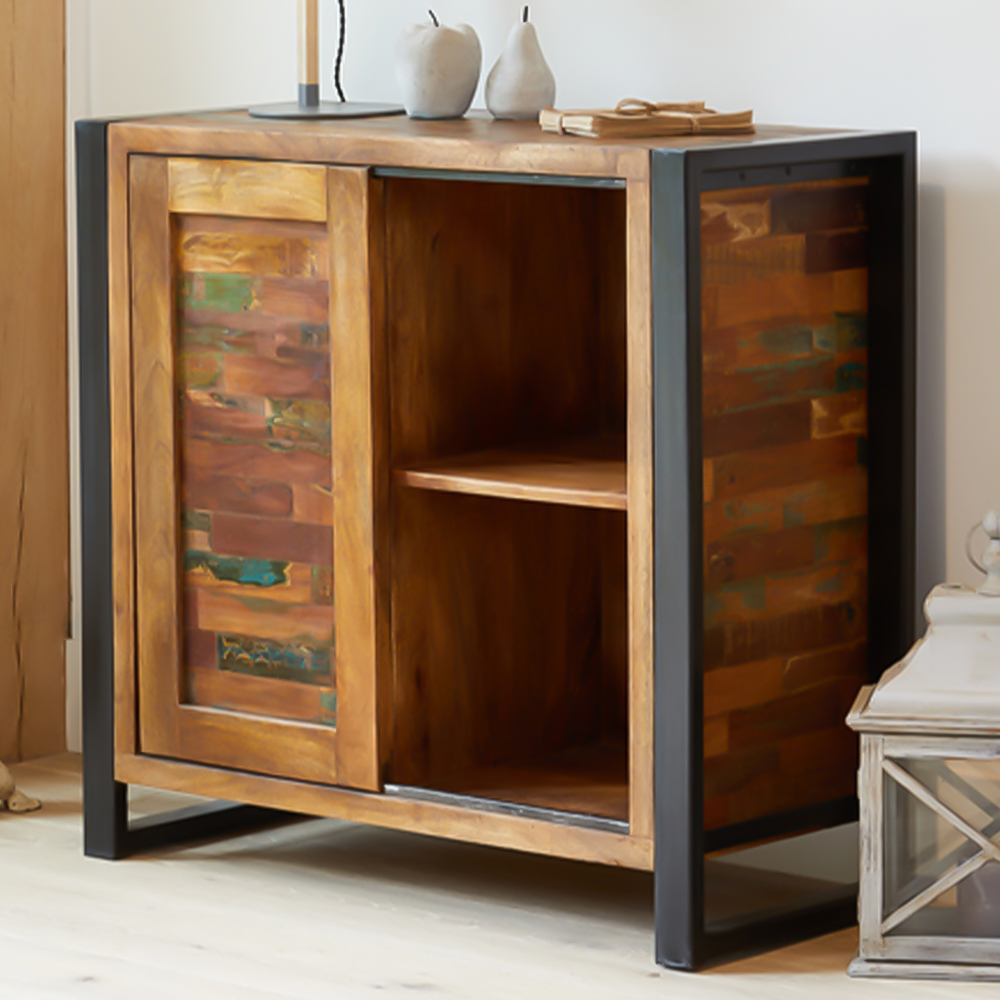 Baumhaus Urban Chic Single Door 4 Drawer Storage Cabinet Image 1